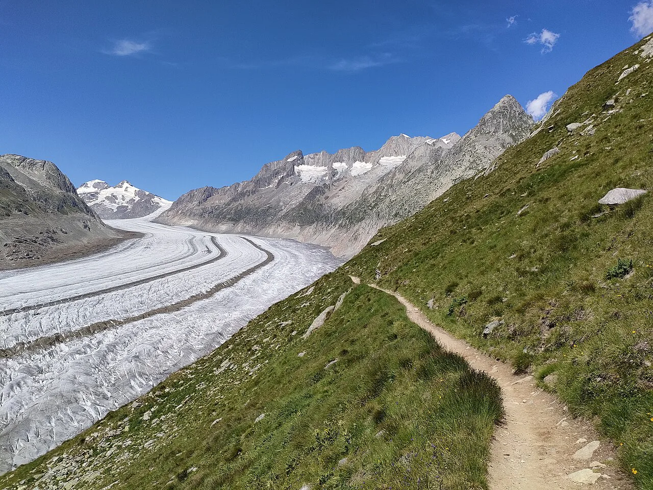 Trail and Altesch glacier, Switzerland