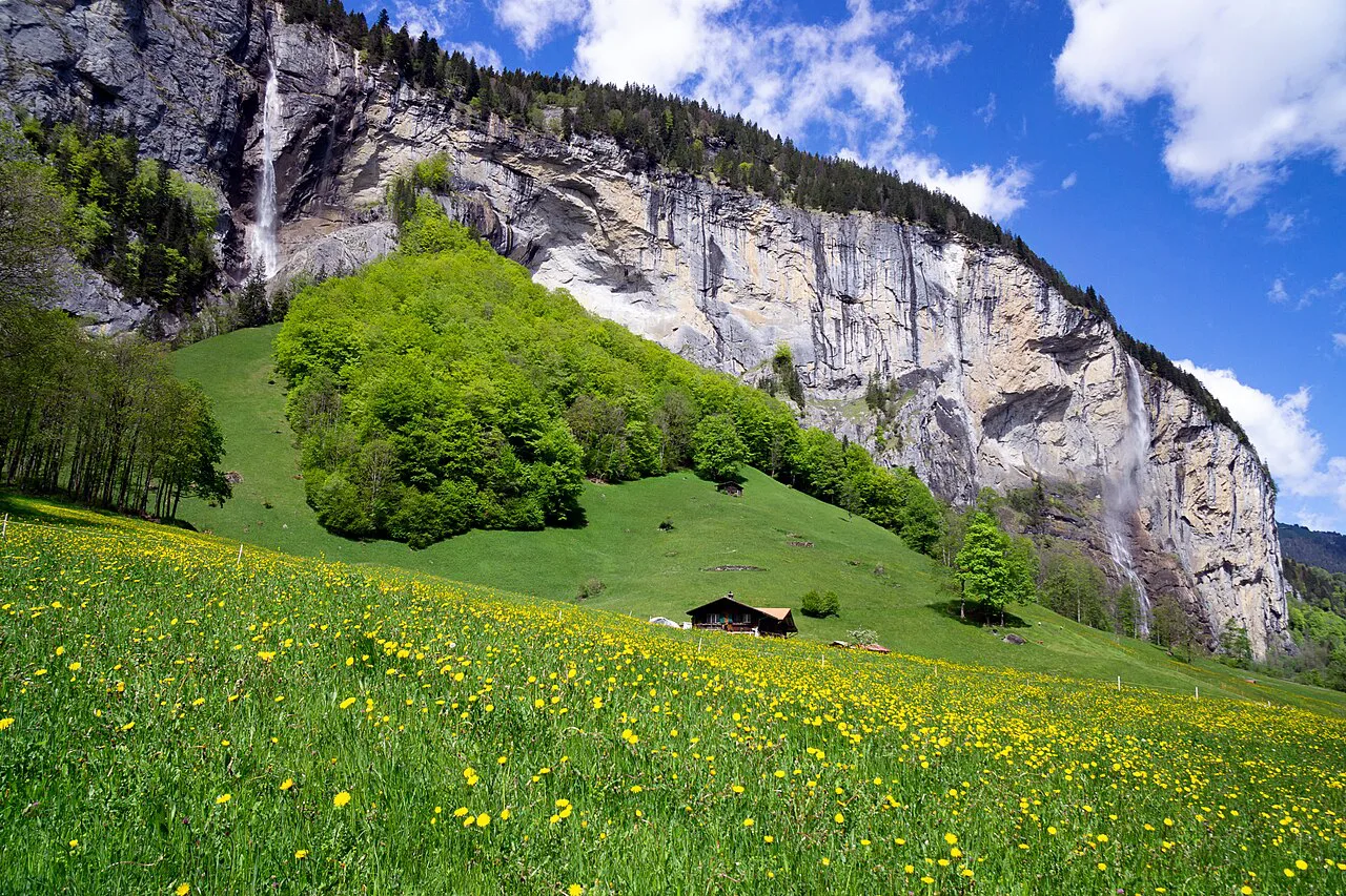 A beautiful morning view from Lauterbrunnen, Switzerland