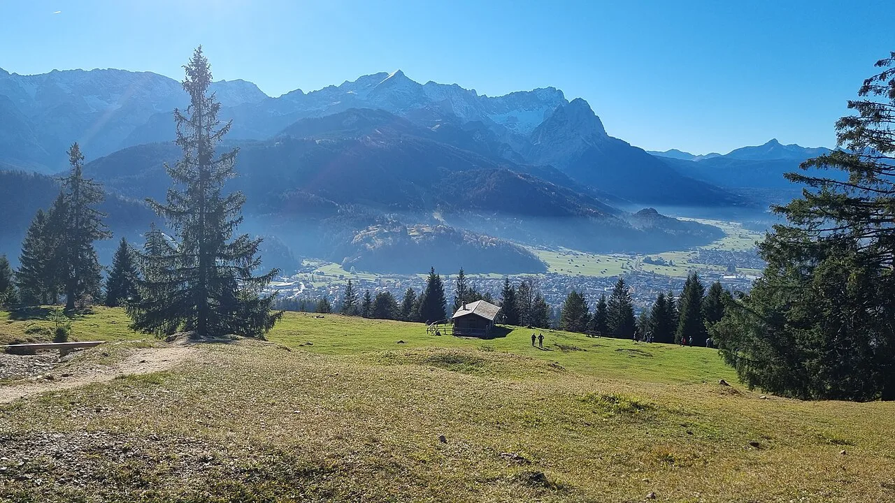 Garmisch Blick auf Zugspitze, Garmisch-Partenkirchen