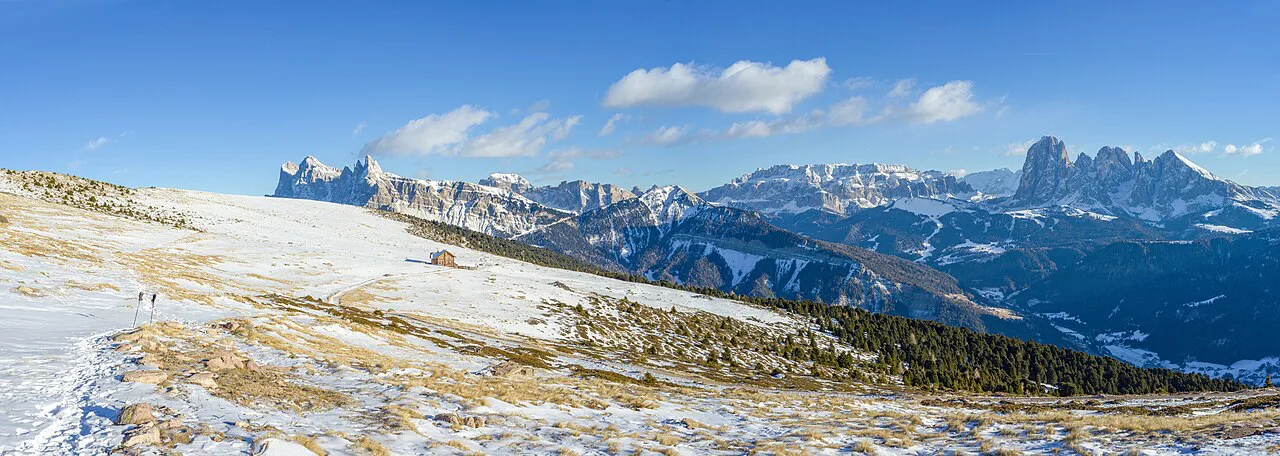Saslonch Sella Pic Seceda inviern, Dolomites