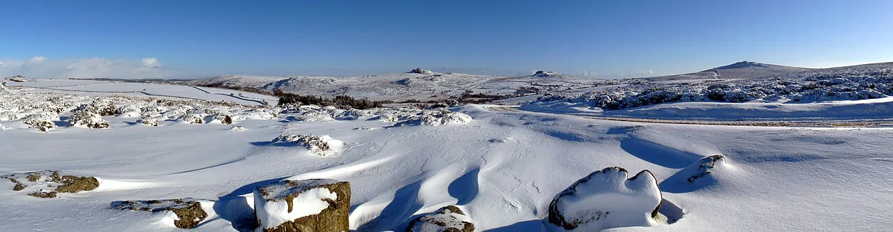 Snow Panorama of four well-known Dartmoor Tors - geograph.org.uk