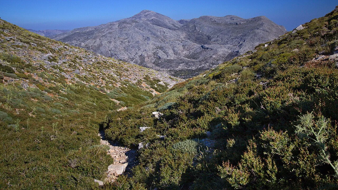 Hiking track to Psiloritis,the highest mountain in Crete in Greece,Europe