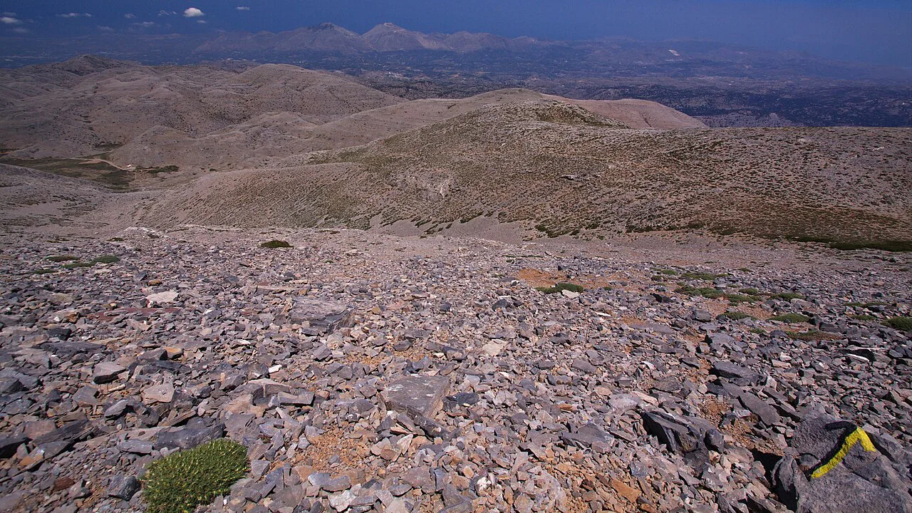 Hiking track to Psiloritis,the highest mountain in Crete in Greece,Europe