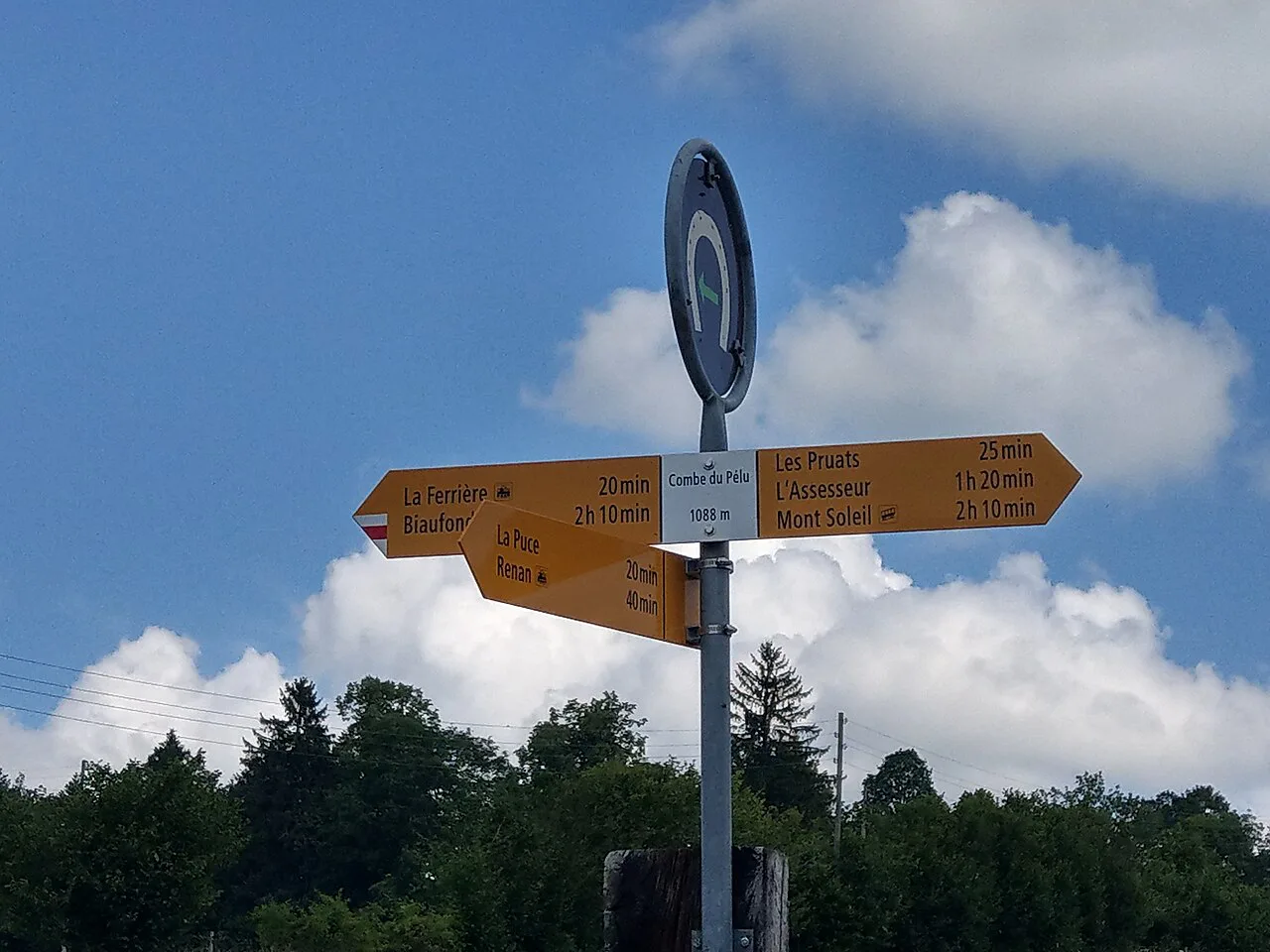 Swiss Hiking Network - Guidepost - Combe du Pelu, Switzerland
