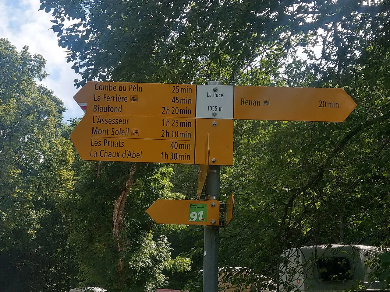 Swiss Hiking Network - Guidepost - La Puce, Switzerland