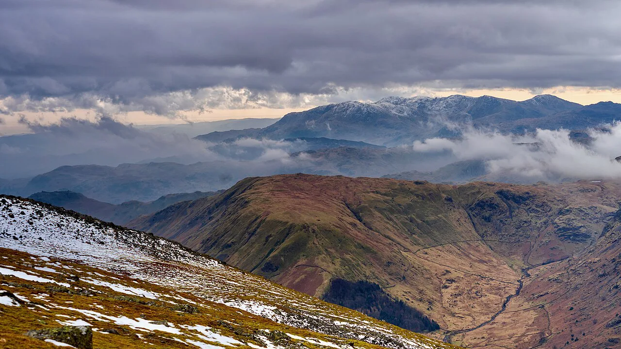 March Light over the Eastern Fells from the Slopes of Helvellyn, Lake District –