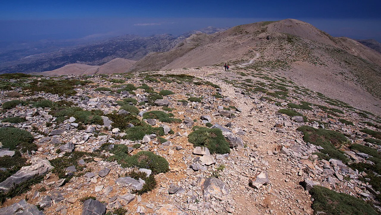 Hiking track to Psiloritis,the highest mountain in Crete in Greece,Europe