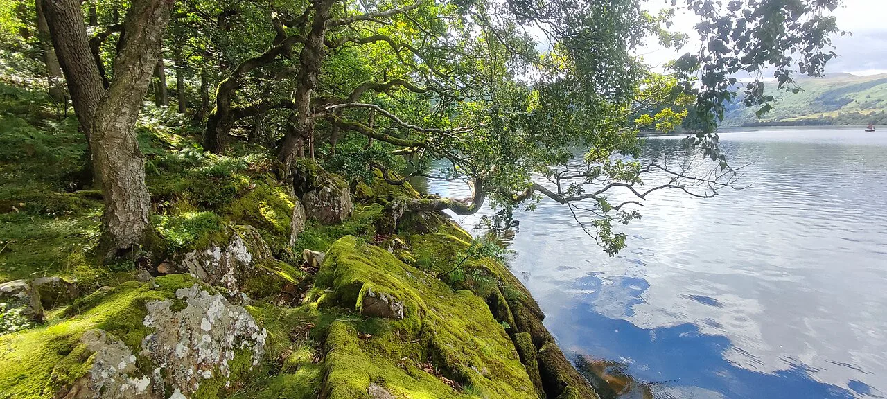 Ullswater lake views along Ullswater Way trail, Lake District