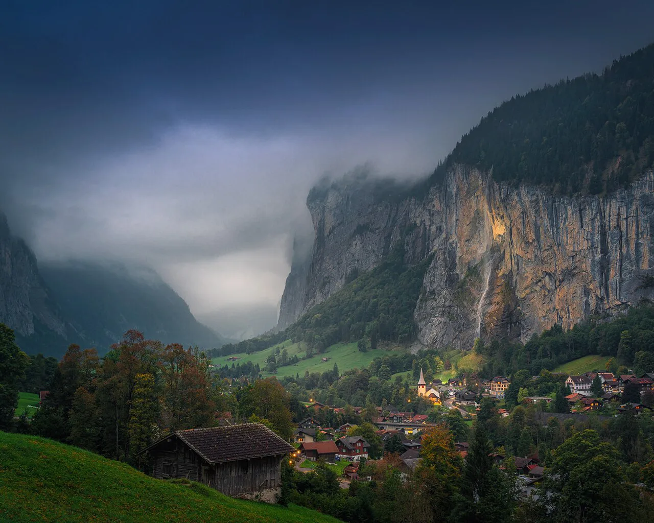 Lauterbrunnen Valley after sunset