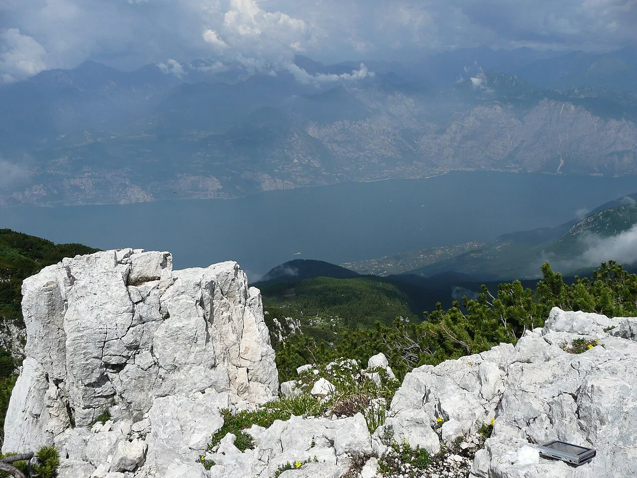 View from monte baldo ridge to lake garda