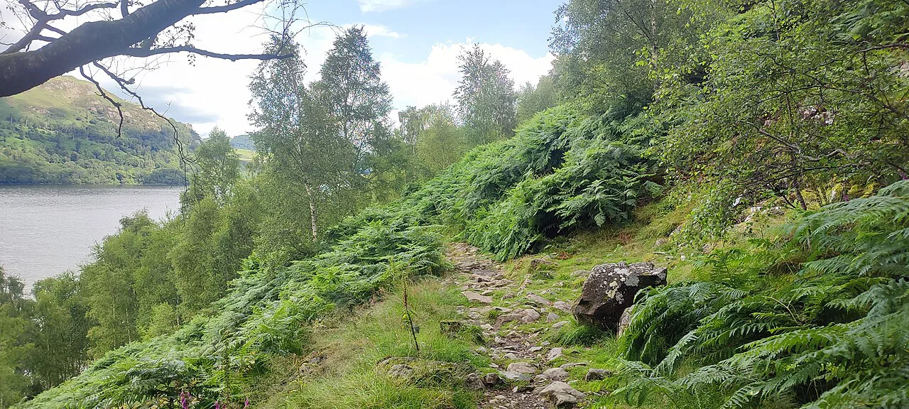Ullswater lake views along Ullswater Way trail, Lake District