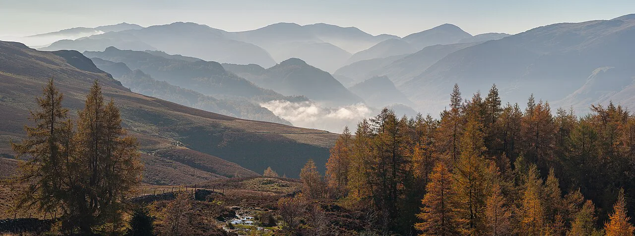 Borrowdale Valley and Scafell Pike range, Lake District National Park, England