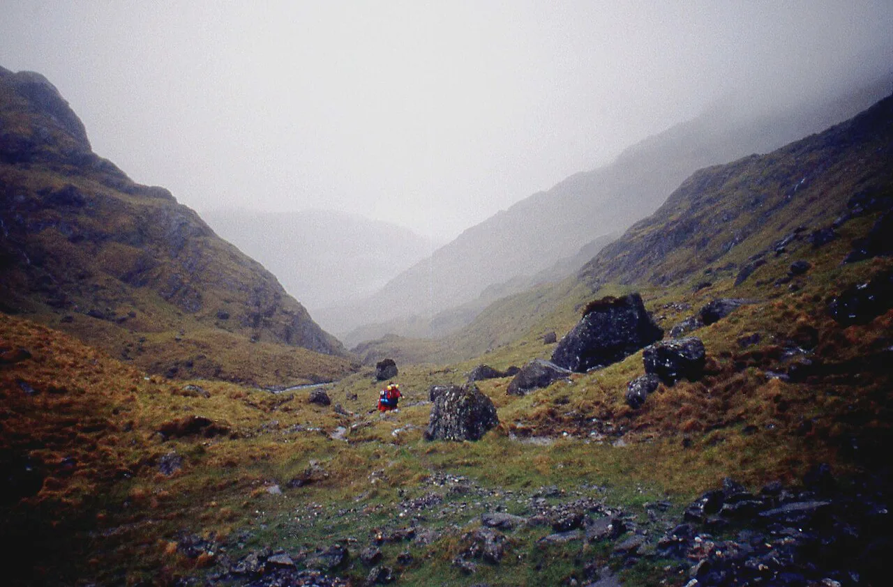 Hiking through Gleann an Lochain Eanaiche - geograph.org.uk, Scotland