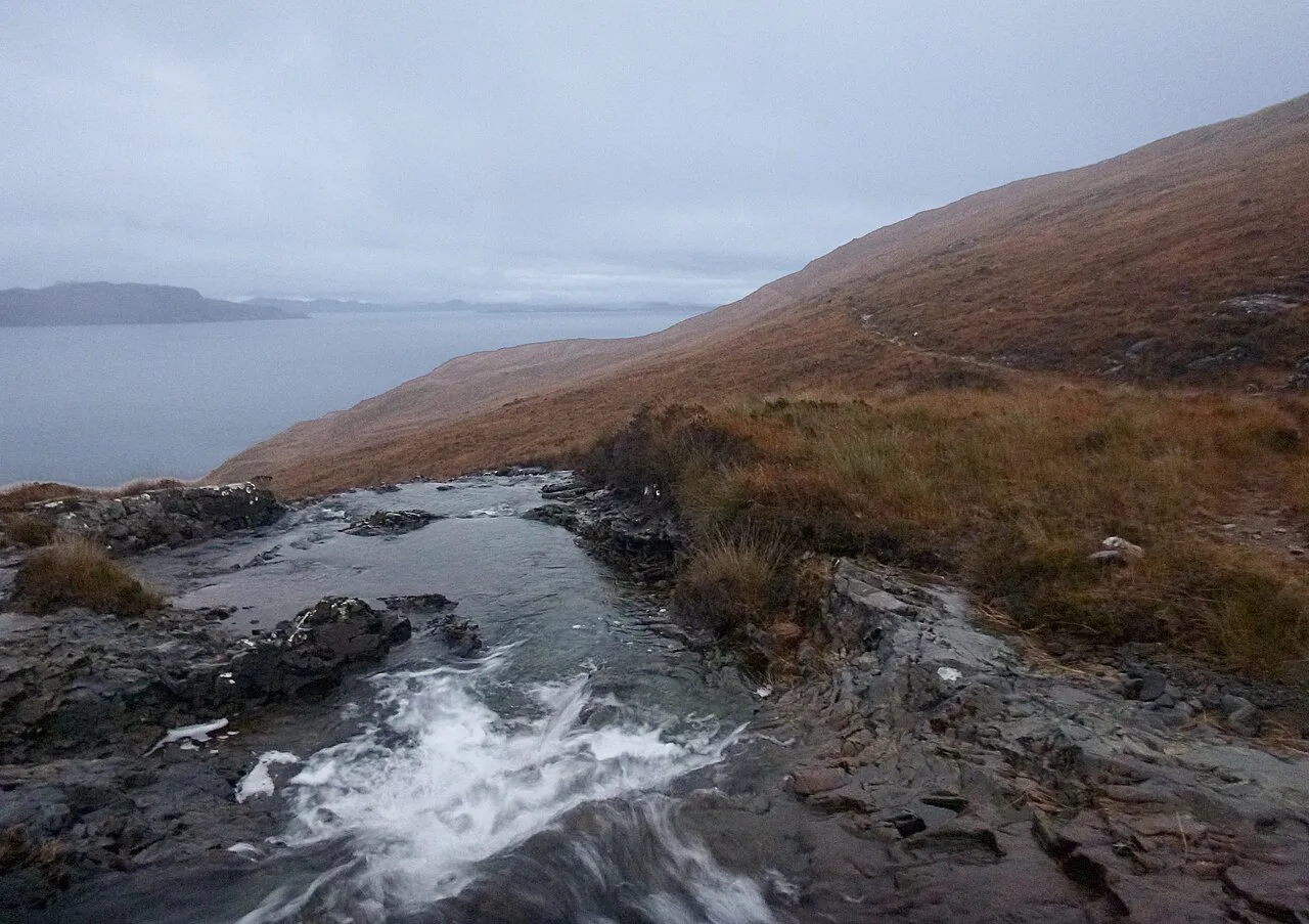 Burn crossing, on the Dibidil path - geograph.org.uk, Scotland